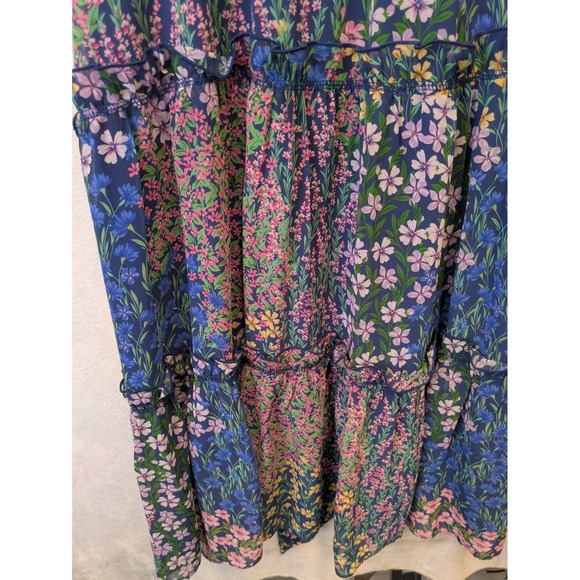 Rachel Parcell Women's Size 16 Blue Floral Tiered Ruffle Midi Dress - Picture 4 of 11